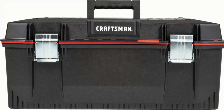 Tool Storage & Work Benches * | Craftsman Portable Tool Boxes Pro 28-In Red Plastic Lockable Tool Box