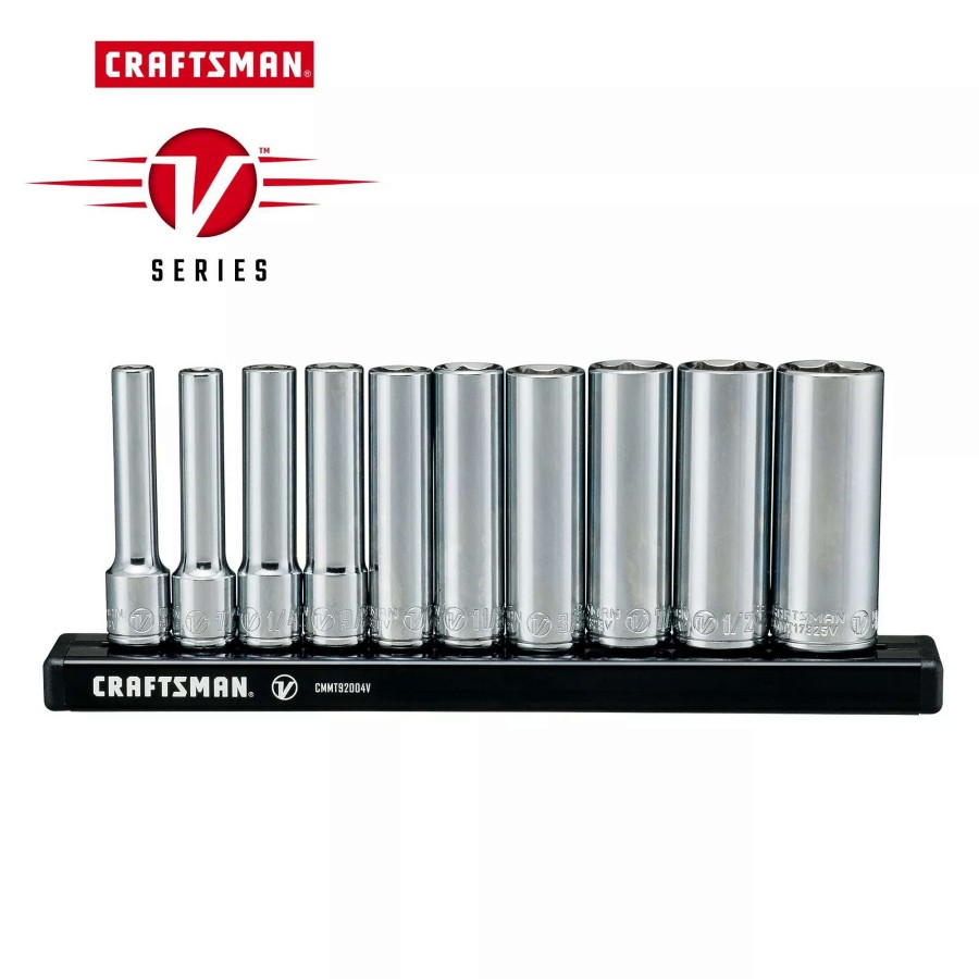 Hand Tools * | Craftsman Sockets & Socket Sets V-Series 10-Piece Standard (Sae) 1/4-In Drive 6-Point Set Deep Socket Set