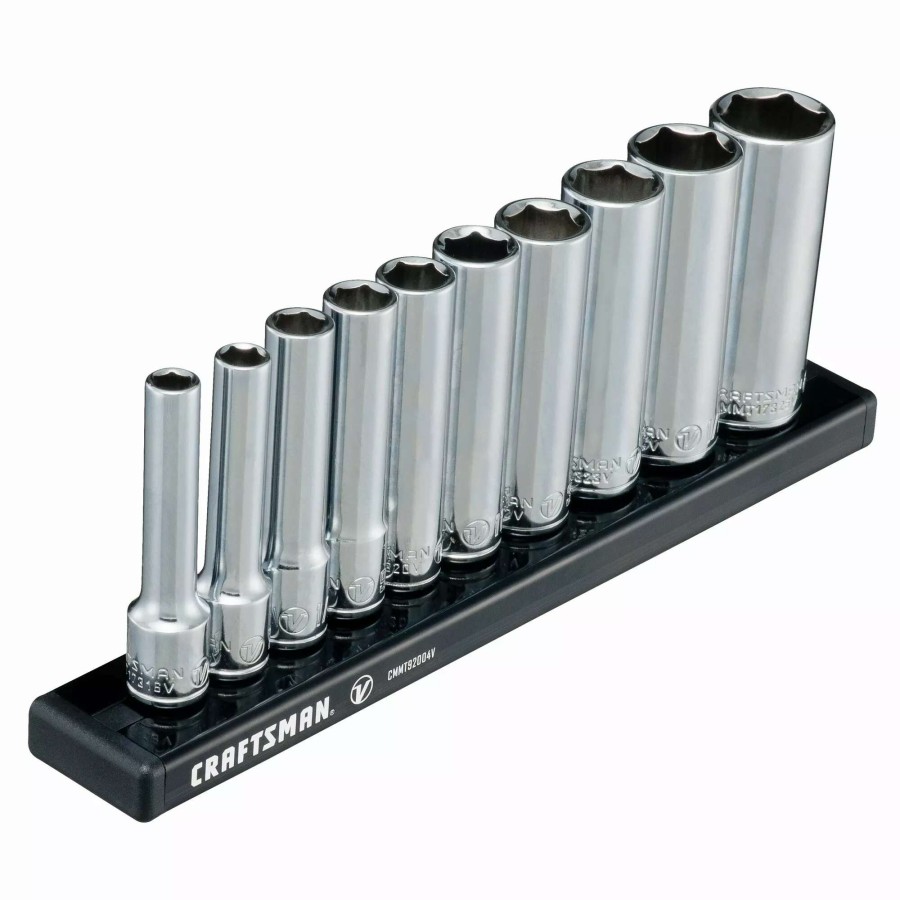 Hand Tools * | Craftsman Sockets & Socket Sets V-Series 10-Piece Standard (Sae) 1/4-In Drive 6-Point Set Deep Socket Set