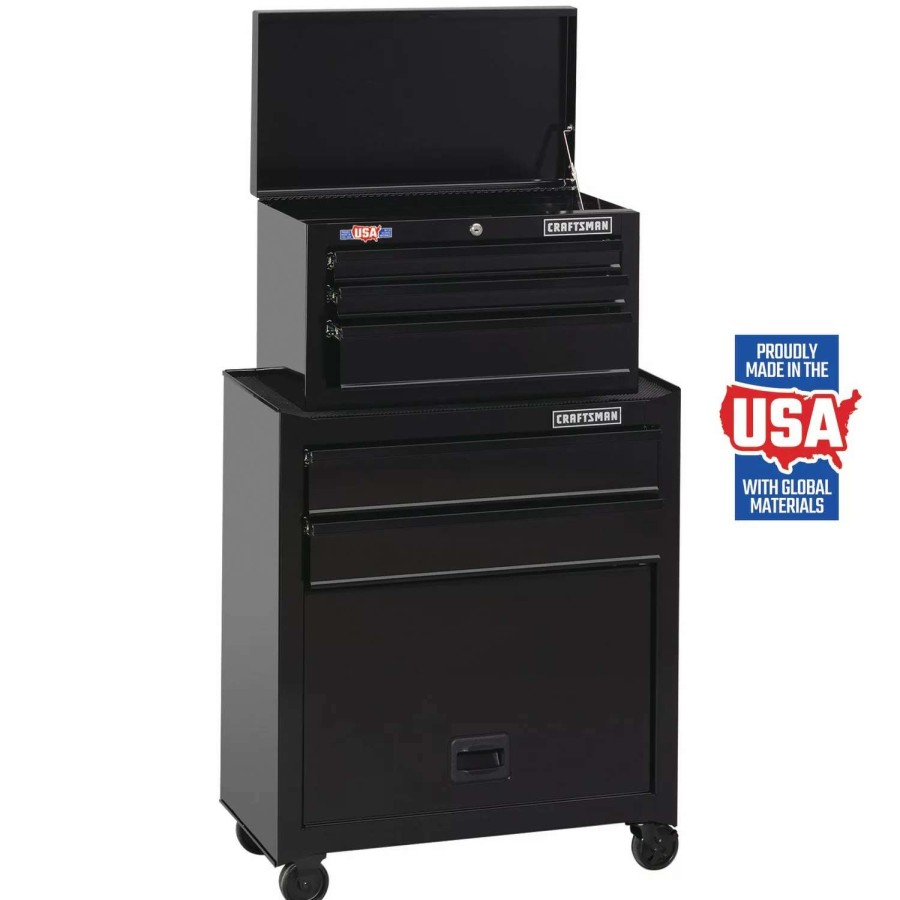 Tool Storage & Work Benches * | Craftsman Tool Chest Combos 1000 Series 26.5-In W X 44.25-In H 5 Ball-Bearing Steel Tool Chest Combo (Black)