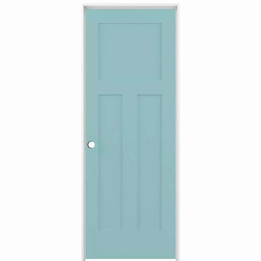 Interior Doors * | American Building Supply Prehung Interior Doors Shaker 32-In X 80-In Sea Mist 3-Panel Craftsman Solid Core Prefinished Pine Mdf Right Hand Inswing Single Prehung Interior Door