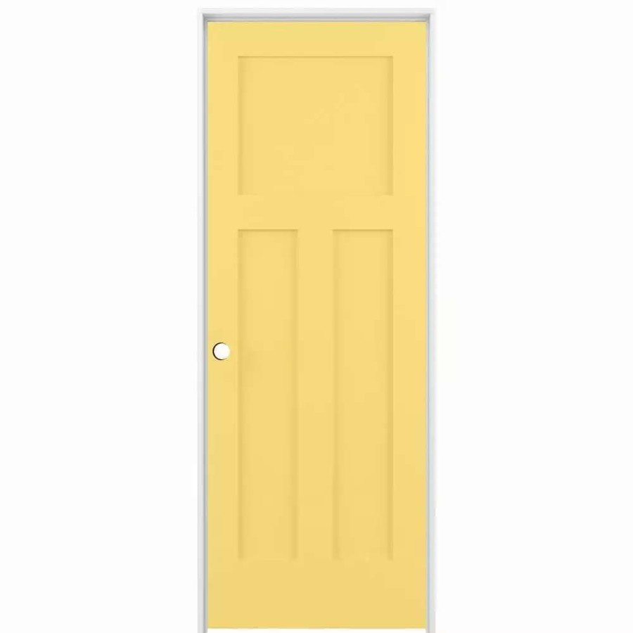 Interior Doors * | American Building Supply Prehung Interior Doors Shaker 24-In X 80-In Marigold 3-Panel Craftsman Solid Core Prefinished Pine Mdf Right Hand Inswing Single Prehung Interior Door