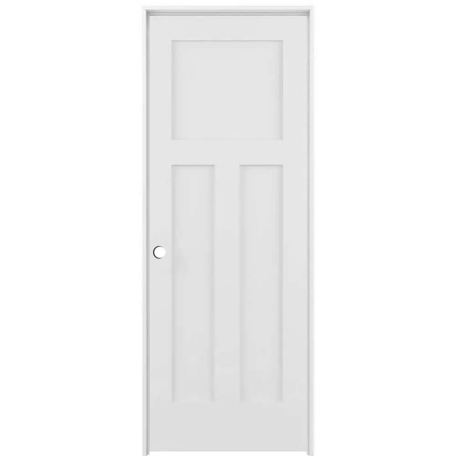 Interior Doors * | American Building Supply Prehung Interior Doors Shaker 32-In X 80-In White 3-Panel Craftsman Solid Core Prefinished Pine Mdf Right Hand Inswing Single Prehung Interior Door